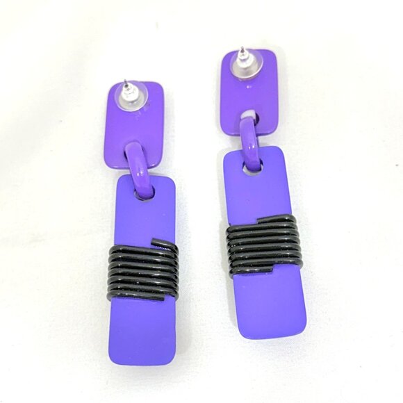 Vintage D'alessio Acrylic/Lucite Pierced Post Earrings 1980s - NOS - Picture 4 of 5